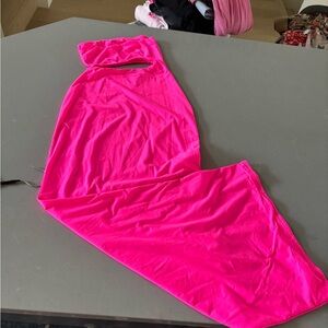 SKIMS Bright Pink Strapless cutout dress